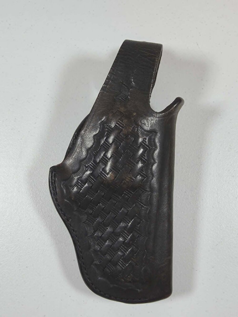BIANCHI HOLSTER 5BH SMITH WESSON .38 .357 BLACK LEATHER BASKET WEAVE RIGHT HAND